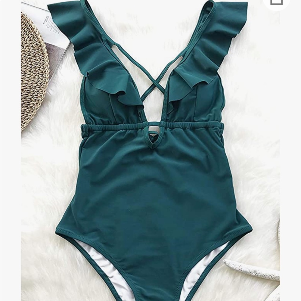 Dark Teal Cupshe One Piece Bathing Suit